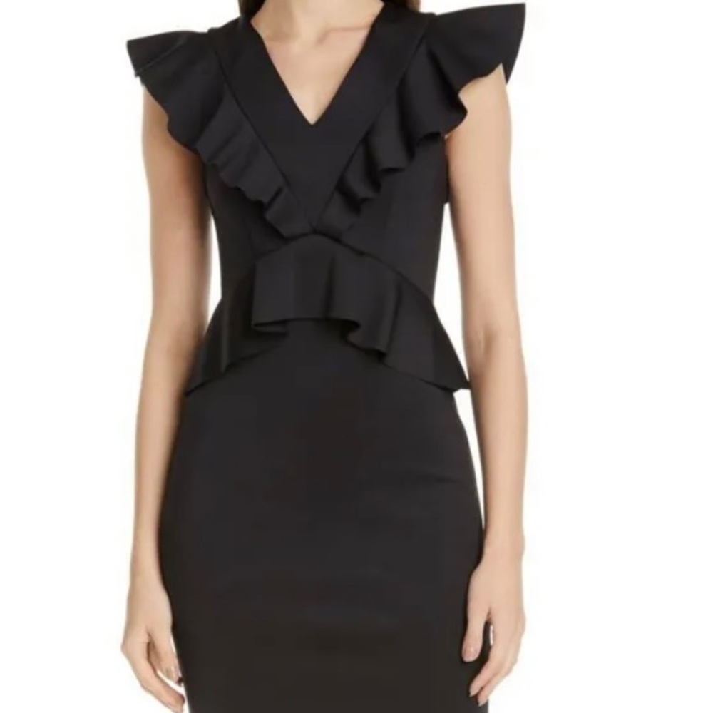 NWT Ted Baker Black Ruffle Peplum Dress